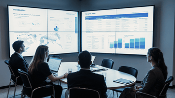 workteam sitting in a reporting room