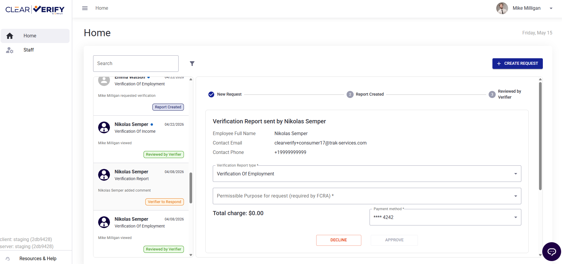 Verification Inbox (Verifier Workspace)